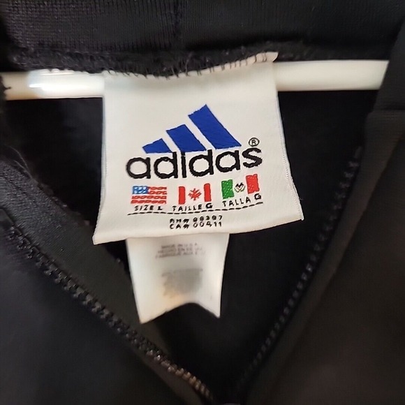 VTG 90's EUC Adidas Hoodie Mens Large Must‎ Have 3 Stripes Full Zip Sweatshirt - Picture 4 of 13